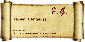 Hayer Gergely névjegykártya